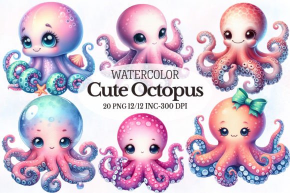Download Watercolor Cute Octopus Clipart - Octopus clipart Collection