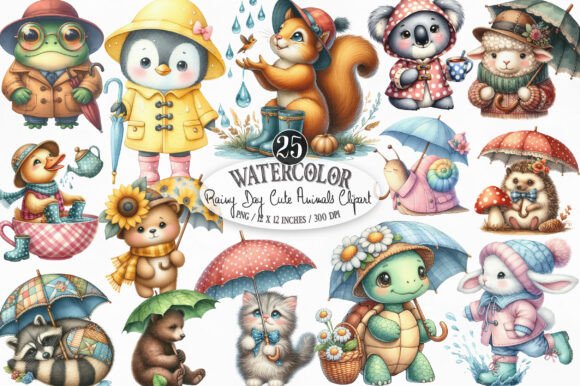 Download Rainy Day Cute Animals Sublimation PNG - Sublimation png Collection