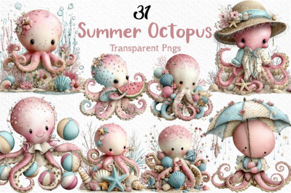 Download Whimsical Summer Octopus Clipart PNG - Premium Resources
