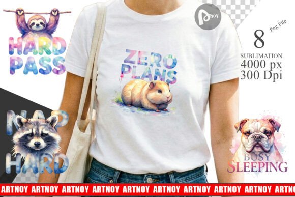 Download Lazy Animals Watercolor Sublimation PNG - Sublimation png Collection