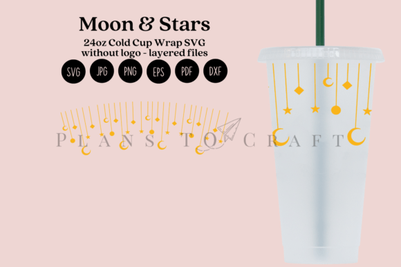 Download Moon &amp; Stars 24oz Cold Cup Tumbler Wrap - Cold Collection