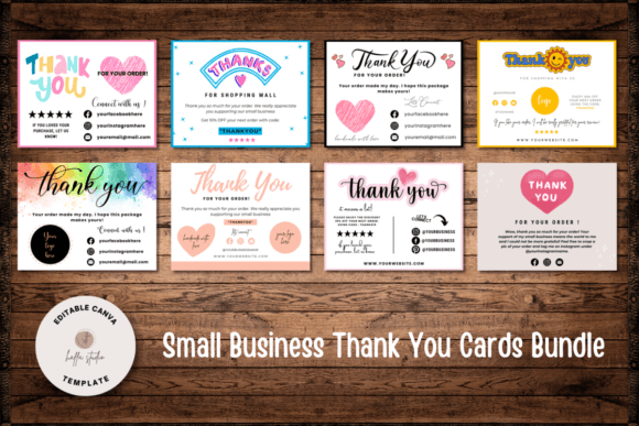 Download 8 Small Business Thank You Cards Bundle - Small business Collection
