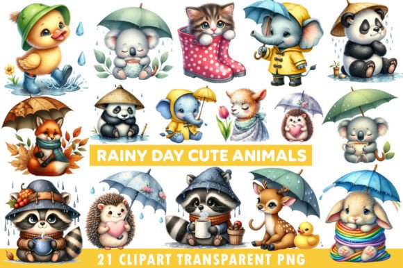 Download Rainy Day Cute Animals Sublimation PNG - Sublimation png Collection