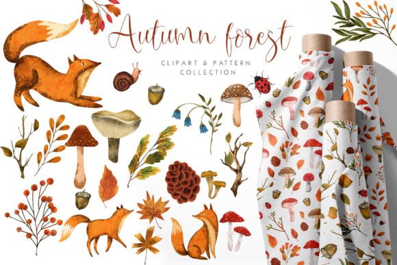 Download Autumn Forest Clipart Pattern Pack - Forest clipart Collection